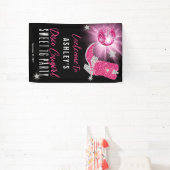 Faux Glitter Pink Disco Cowgirl Sweet 16 party Spandoek (Insitu)