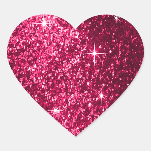 Faux Glitter Pink Hart Sticker (Voorkant)