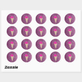 Faux Glitter Pink Ice Cone Ronde Sticker (Vel)