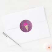 Faux Glitter Pink Ice Cone Ronde Sticker (Envelop)