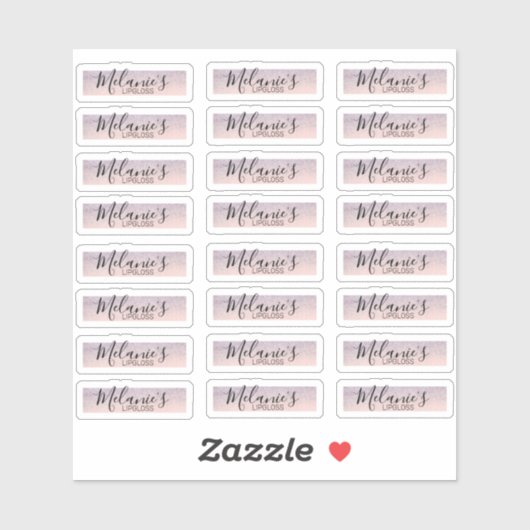 Faux Glitter Pink Lip Gloss Logo Branding Sticker (Vel)