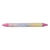 Faux Glitter Pink Pastel Ombre Rainbow Naam Zwarte Inkt Pen (Voorkant)