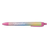 Faux Glitter Pink Pastel Ombre Rainbow Naam Zwarte Inkt Pen (Bodem)