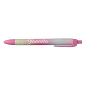 Faux Glitter Pink Rainbow Monogramma Zwarte Inkt Pen (Bodem)