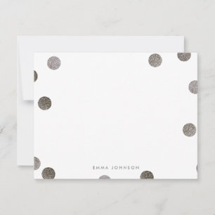 Faux Glitter Polka Dot Personal Stationery Kaart
