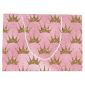 Faux glitter Princess Gold crown bag Groot Cadeauzakje (Achterkant)