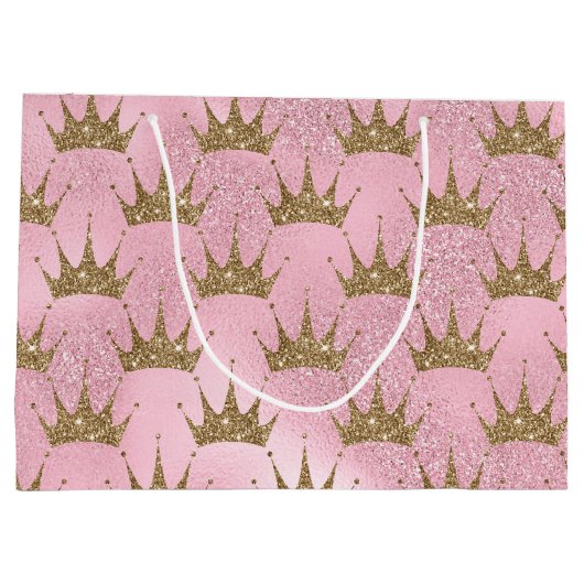 Faux glitter Princess Gold crown bag Groot Cadeauzakje (Achterkant)