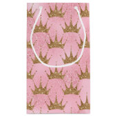 Faux glitter princess Gold crown bag Klein Cadeauzakje (Achterkant)