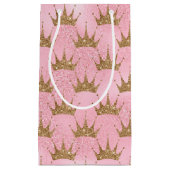 Faux glitter princess Gold crown bag Klein Cadeauzakje (Voorkant)