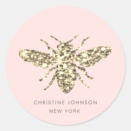 Faux Glitter Queen Bee Classic Ronde sticker (Voorkant)