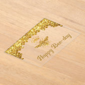 Faux glitter Queen Bee Happy Birthday Acryl Uitnodigingen (Laagn)