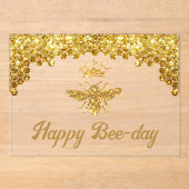 Faux glitter Queen Bee Happy Birthday Acryl Uitnodigingen (Voorkant)