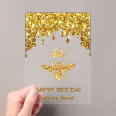 faux glitter Queen Bee Happy Birthday kaart Acryl Uitnodigingen (Insitu (Draagbaar))
