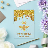 faux glitter Queen Bee Happy Birthday kaart Acryl Uitnodigingen (Insitu (Huwelijk))
