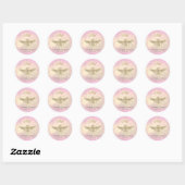 Faux Glitter Queen Bee logo op Roze Ronde Sticker (Vel)
