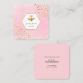 Faux glitter queen bee logo op roze waterverf vierkante visitekaartje (Voorkant / Achterkant)