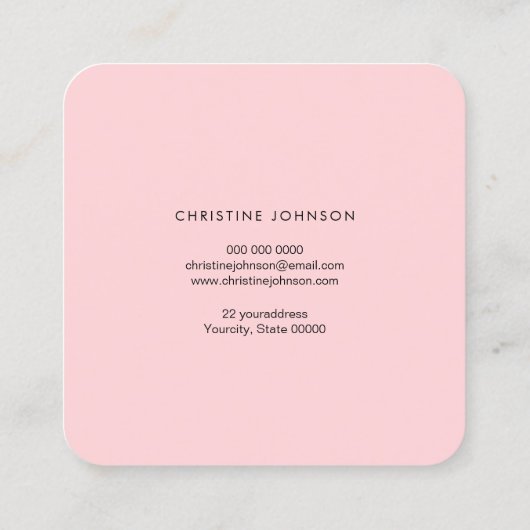 Faux glitter queen bee logo op roze waterverf vierkante visitekaartje (Achterkant)