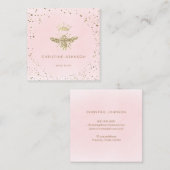 faux glitter queen bij roze waterverf vierkante visitekaartje (Voorkant / Achterkant)