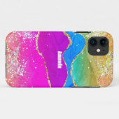Faux Glitter Rainbow Agate Case-Mate iPhone Case (Achterkant (horizontaal))