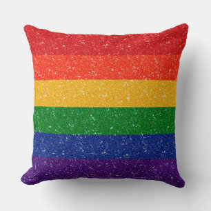 Faux Glitter Rainbow Pride Flag Kussen