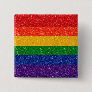 Faux Glitter Rainbow Pride Flag Vierkante Button 5,1 Cm