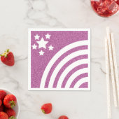 Faux Glitter Rainbow Stripes Stars Unicorn Party Servet (Insitu)