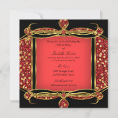 Faux Glitter Red Gold Black Birthday Party Kaart (Voorkant)