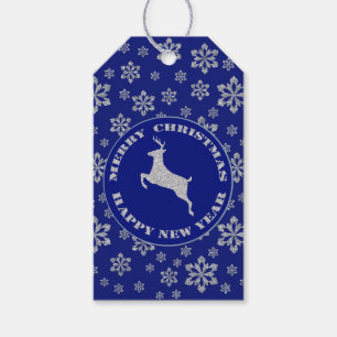 Faux Glitter Reindeer Snowflake Kerstmis Cadeaulabel