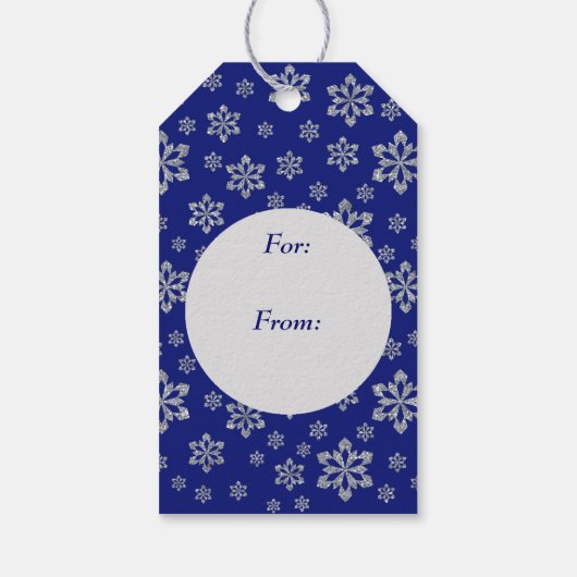 Faux Glitter Reindeer Snowflake Kerstmis Cadeaulabel (Achterkant)