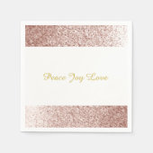 Faux Glitter Roos Gold Peace Joy Love Servet (Voorkant)