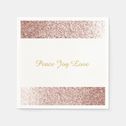 Faux Glitter Roos Gold Peace Joy Love Servet (Voorkant)