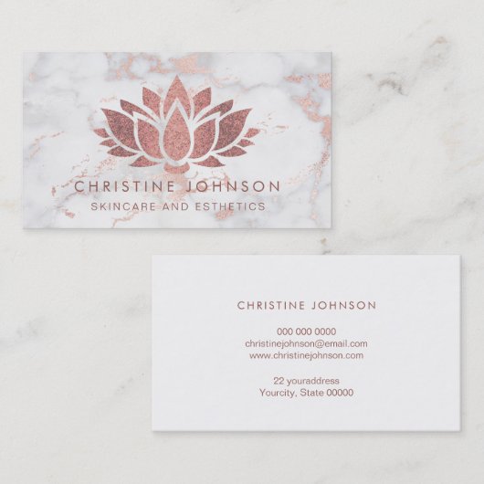 Faux glitter roos gouden lotus bloem huidverzorgin visitekaartje (Voorkant / Achterkant)