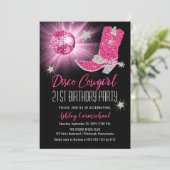 Faux Glitter Roze Disco Cowgirl 21 Verjaardagsfees Kaart (Staand voorkant)
