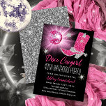 Faux Glitter Roze Disco Cowgirl 40 Verjaardagsfees Kaart<br><div class="desc">Krijg je feest in retro 70's stijl met dit faux roze en zilveren glitter en roze disco spiegelbal "Disco Cowgirl 40th Birthday Party" ontwerp. Composietontwerp van Holiday Hearts Design (rechten voorbehouden).</div>