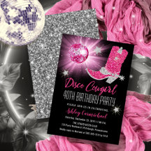 Faux Glitter Roze Disco Cowgirl 40 Verjaardagsfees
