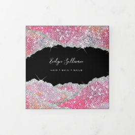 Faux glitter roze sequin drievoudig brochure drieluik kaart
