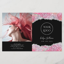 Faux glitter roze sequin tweevoudig brochure