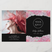 Faux glitter roze sequin tweevoudig brochure (Voorkant)