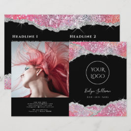 Faux glitter roze sequin tweevoudig brochure