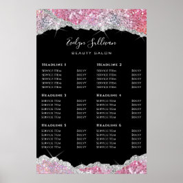 Faux glitter roze sequoire prijslijst poster