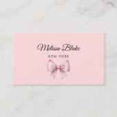 Faux glitter roze strik ontwerp visitekaartje (Voorkant)