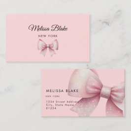 Faux glitter roze strik ontwerp visitekaartje