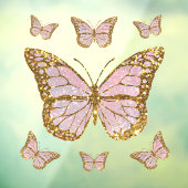 faux glitter roze vlinder raamsticker (Vel 3)