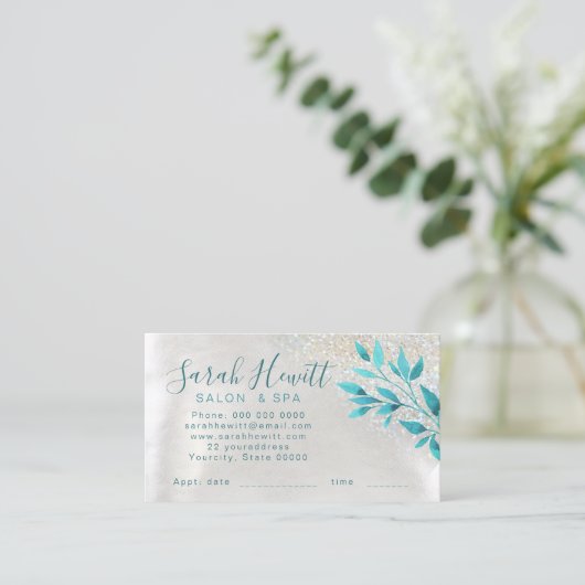 FAUX glitter salon afspraak kaart Visitekaartje (Staand voorkant)