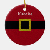 Faux Glitter Santa Belt Keramisch Ornament (Voorkant)