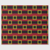 Faux Glitter Santa Belt Pattern Cadeaupapier (Vlak)