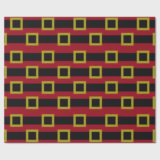 Faux Glitter Santa Belt Pattern Cadeaupapier (Vlak)