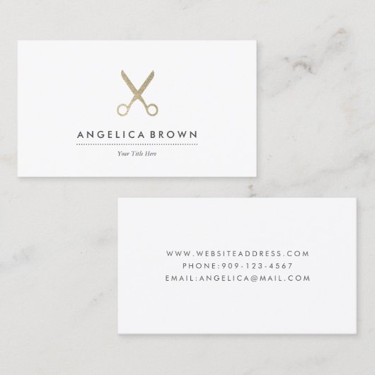 Faux Glitter Scissors Visitekaartje (Voorkant / Achterkant)