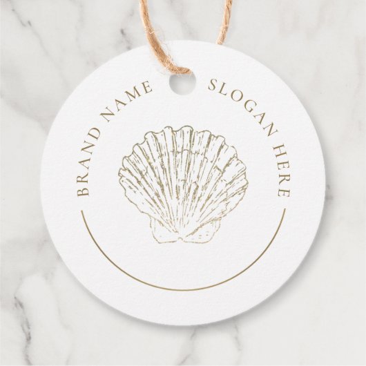 Faux Glitter Seashell Logo Bedankjes Labels (Achterkant)