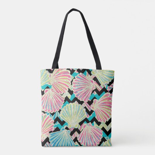 Faux Glitter Seashells Chevron Tote Bag (Achterkant)